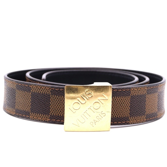 Louis Vuitton Accessories Damier Ebene Buckle Leather Logo Size